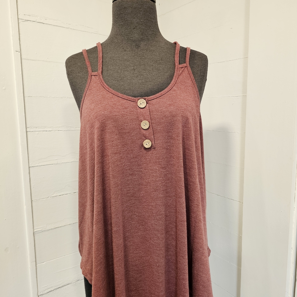 Double Strap Womens Tank In Brick Red